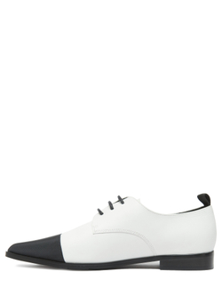 Женские комбинированные туфли бело-черные со шнурками