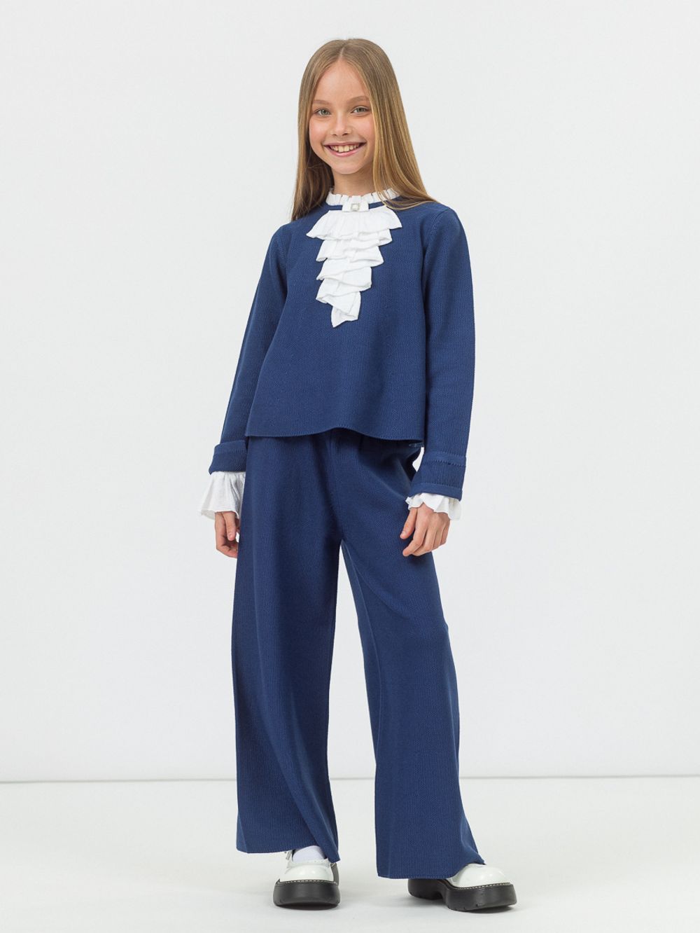 Брюки широкие для девочки AT991 сапфировый
