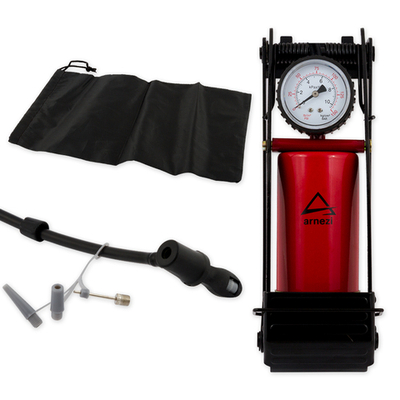 Насос воздушный ножной, одноцилиндровый 360 см 3 с манометром 0-9Атм и шлангом L=60 см ARNEZI A0301002