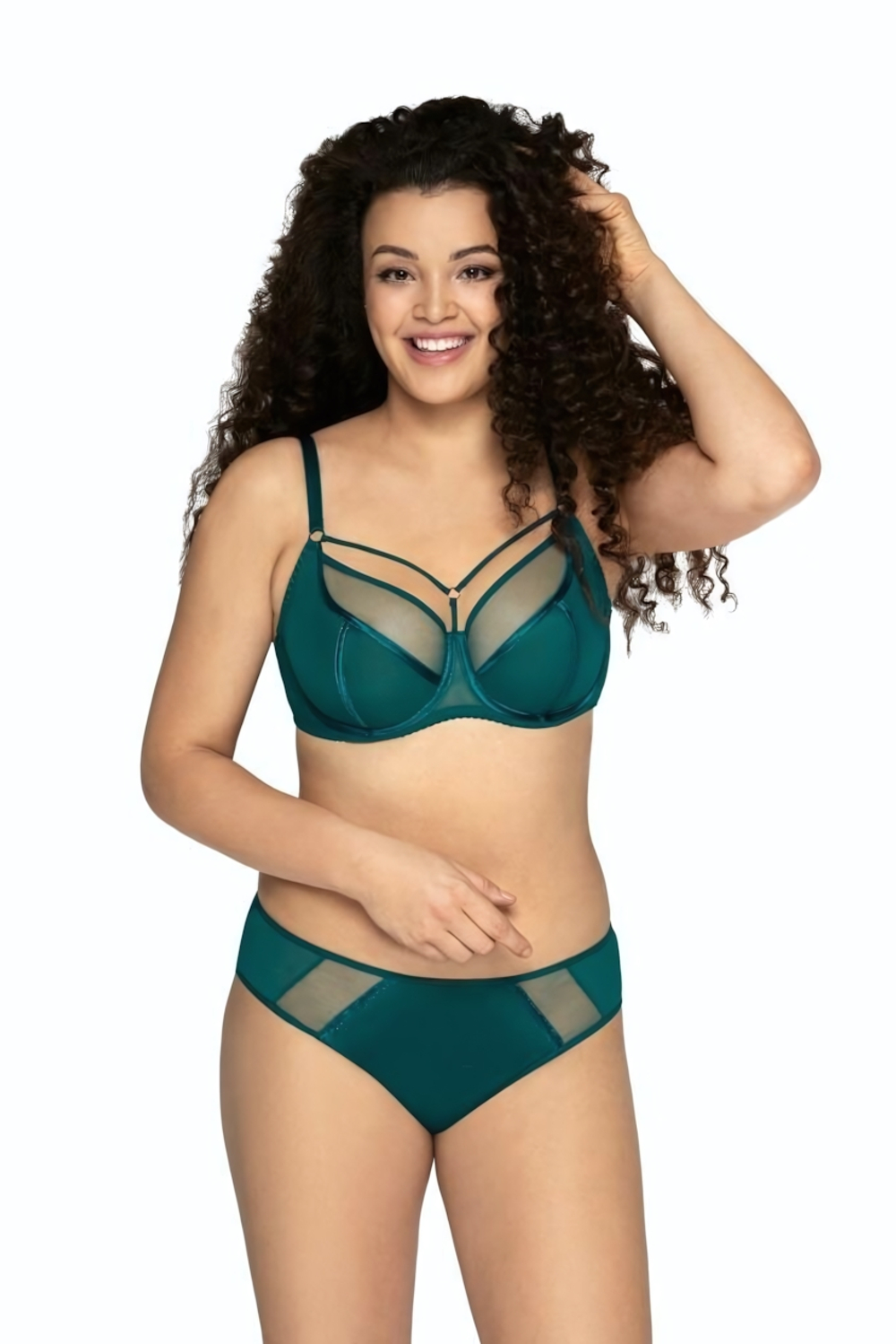 Трусики-бразилиана из эластичного трикотажного полотна с вставками из сетки (Размер: S) (Цвет: белый)