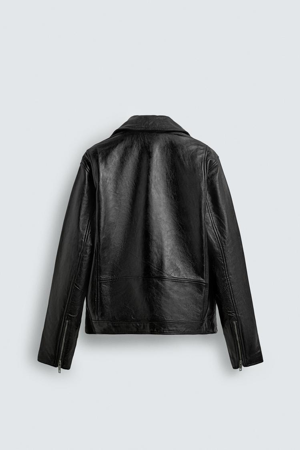 ZARA КОЖАНАЯ КУРТКА В БАЙКЕРСКОМ СТИЛЕ, ЧЕРНЫЙ