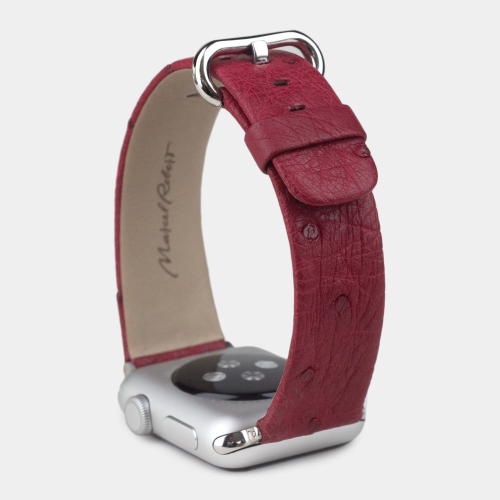 Ремешок для Apple Watch 44/45/46 mm из кожи страуса, цвета фуксии