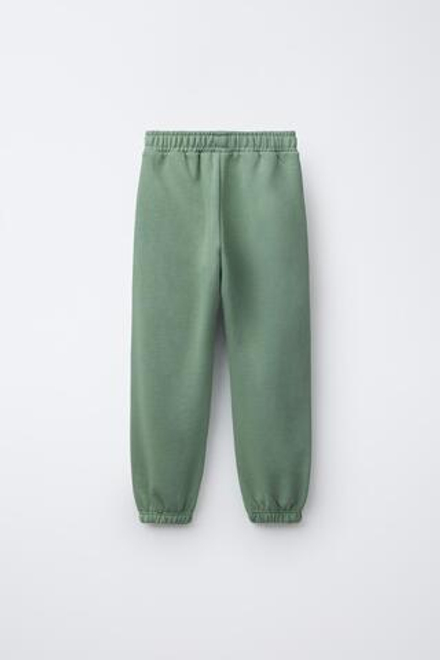 ZARA БАЗОВЫЕ БРЮКИ-ДЖОГГЕРЫ ИЗ МЯГКОЙ ТКАНИ, ЗЕЛЕНЫЙ