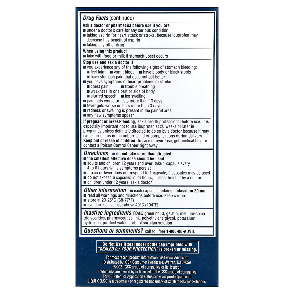 Advil, Liqui-Gels®, ибупрофен, мини-капсулы, 200 мг, 160 капсул с жидкостью