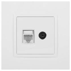 Розетка ЭРА Elegance 14-3110-01М RJ45+TV, белый матовый | Эра Elegance