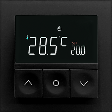 Термостат с датчиком пола,  программируемый с Wi-Fi ,  16 A,  55*55 мм.черный,  клавиши настройки