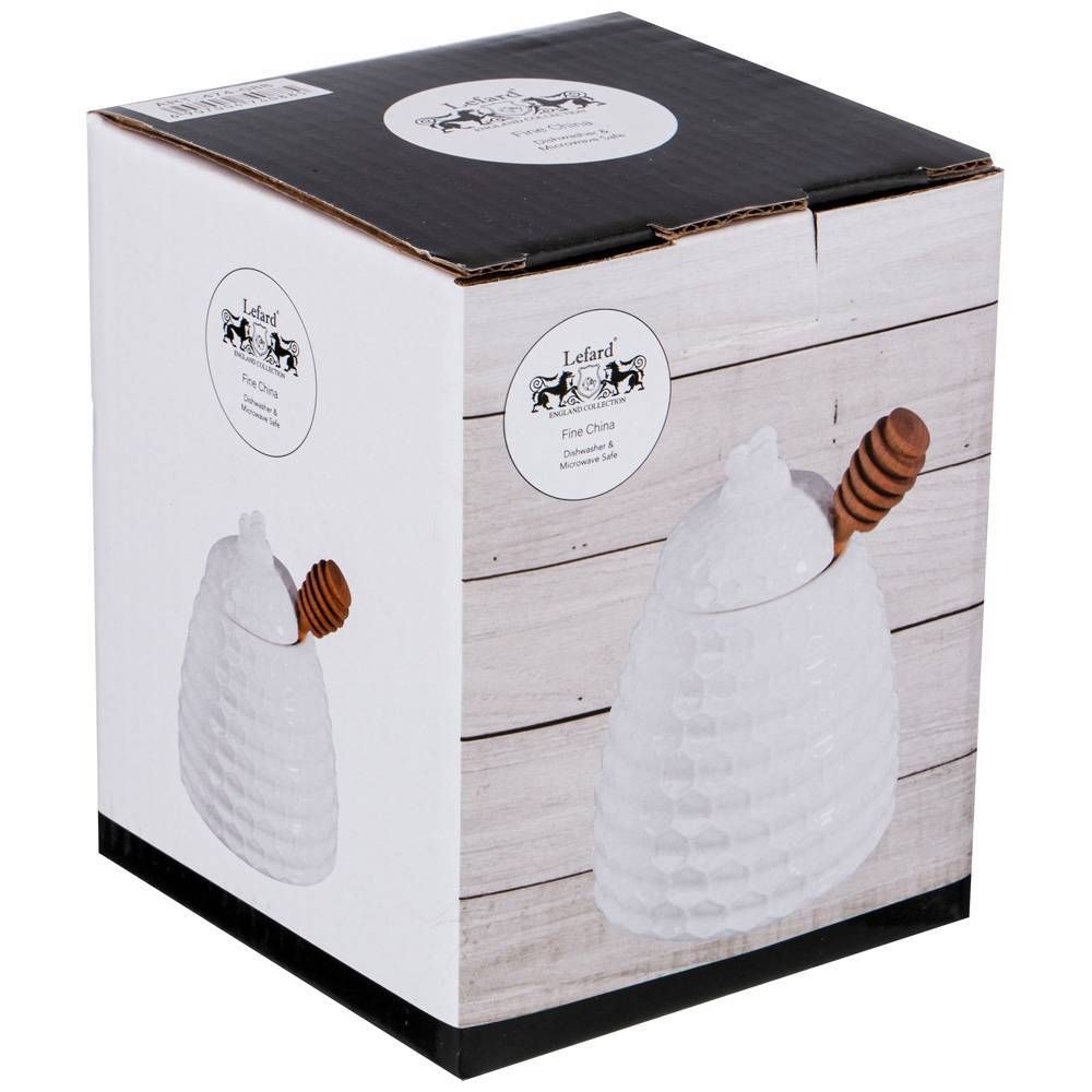 БАНКА ДЛЯ МЕДА LEFARD С ДЕРЕВ. ЛОЖКОЙ 400 МЛ (КОР=24ШТ.)