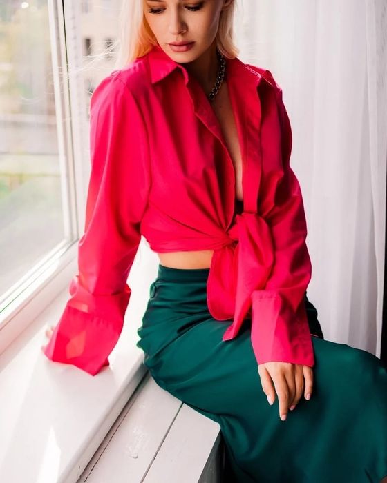 Юбка миди атласная изумруд