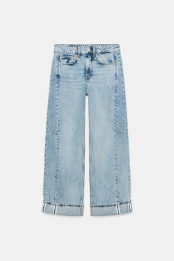 ZARA ДЖИНСЫ RELAXED-FIT С НИЗКОЙ ПОСАДКОЙ — ZW COLLECTION, СИНИЙ