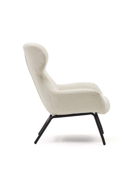 Кресло Belina, белое букле, черные ножки