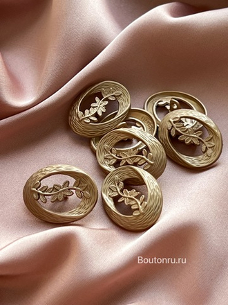 Пуговицы овальные с ветвью матовое золото