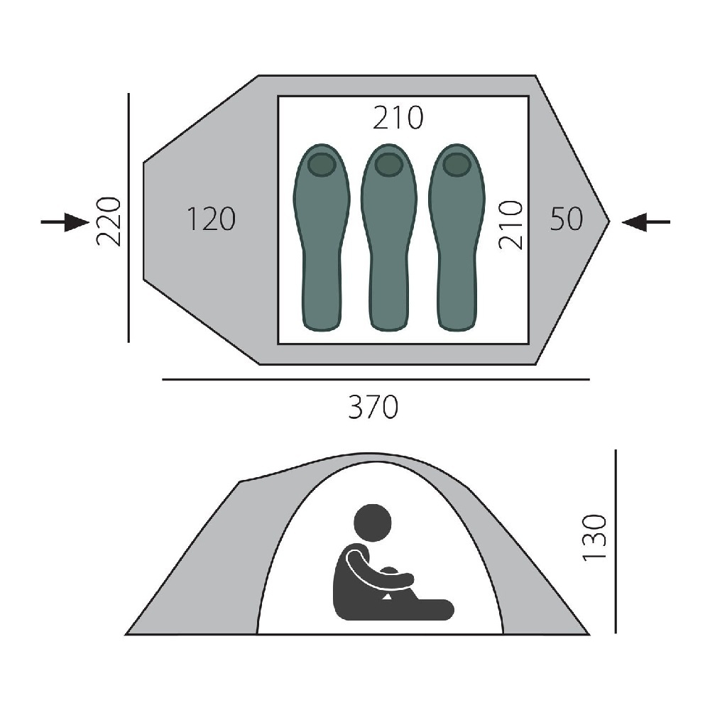 Туристическая двухслойная палатка BTrace Challenge 3 с двумя входами