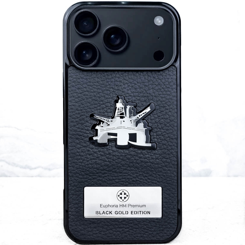 Эксклюзивный чехол iphone нефть нефтедобыча - Euphoria HM Premium - натуральная кожа, ювелирный сплав