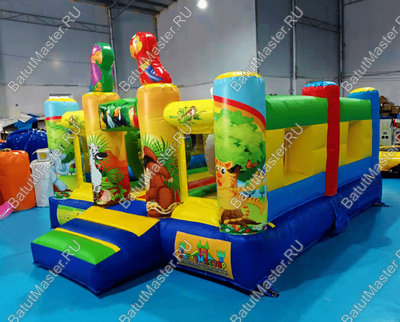 Детский надувной батут "Попугайчики" без горки, размер 4*3,5*2,2 м