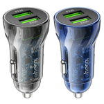 Автомобильное зарядное устройство HOCO Z47 Transparent, 1xUSB + 1xUSB- C, 3A, 20W, 013274
