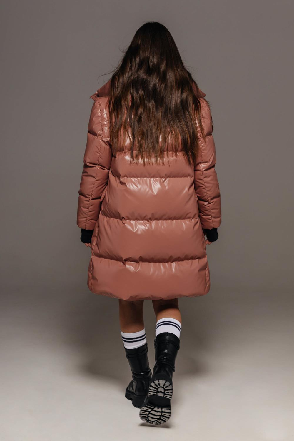 Пальто (пух) с капюшоном G'n'K Розовый кедр/Внутренняя кулиска Девочка