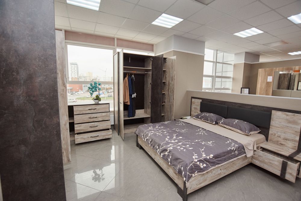 Коллекция Клео Кровать 1400 с НАСТИЛОМ Дуб Юкон/Ателье темное (Набор)