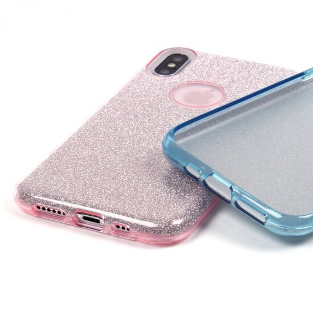 Чехол ТПУ с блестками для iPhone XS, 010028 Голубой