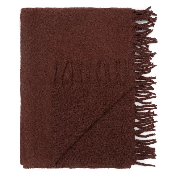 Плед мохеровый шоколадного цвета из коллекции essential, 130х180 см