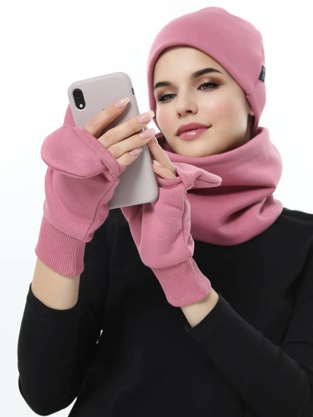 Рукавички-трансформеры из футера с начесом