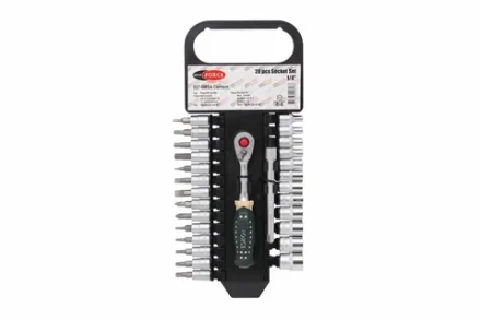Набор торцевых головок и бит RF-027-5MSA: 1/4" DR 6-гранных 27пр. (пластик. держатель) ROCKFORCE