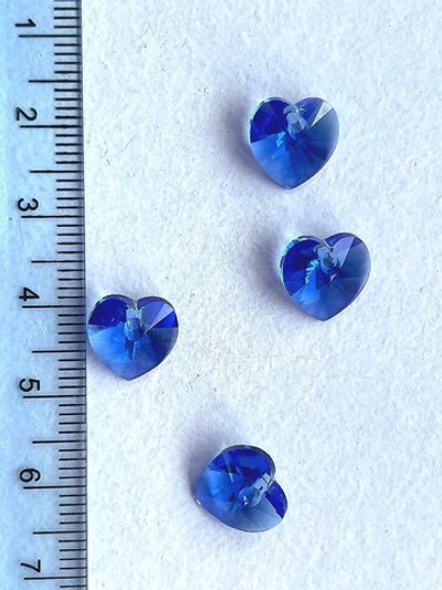 6228-10-saphire Кристалл "Сердечко" синий прозрачный 10мм