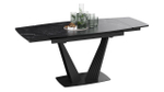 Стол кухонный обеденный раздвижной Черный муар/Керамика матовая черный мрамор 130(190)х80х76 см