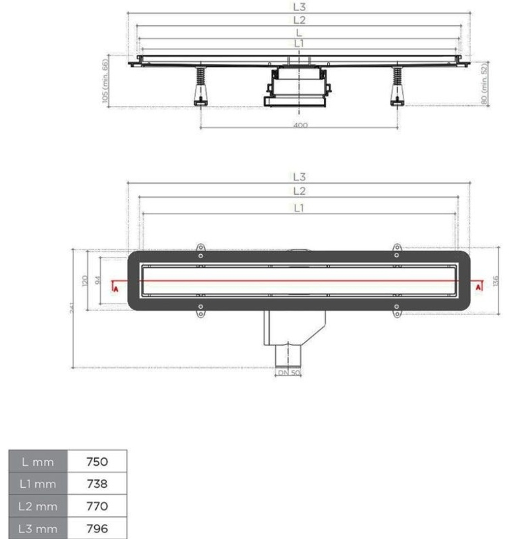 Душевой лоток Pestan BETTO COMPACT LINE 750