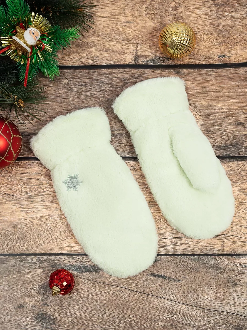 варежки зимние пушистые экомех