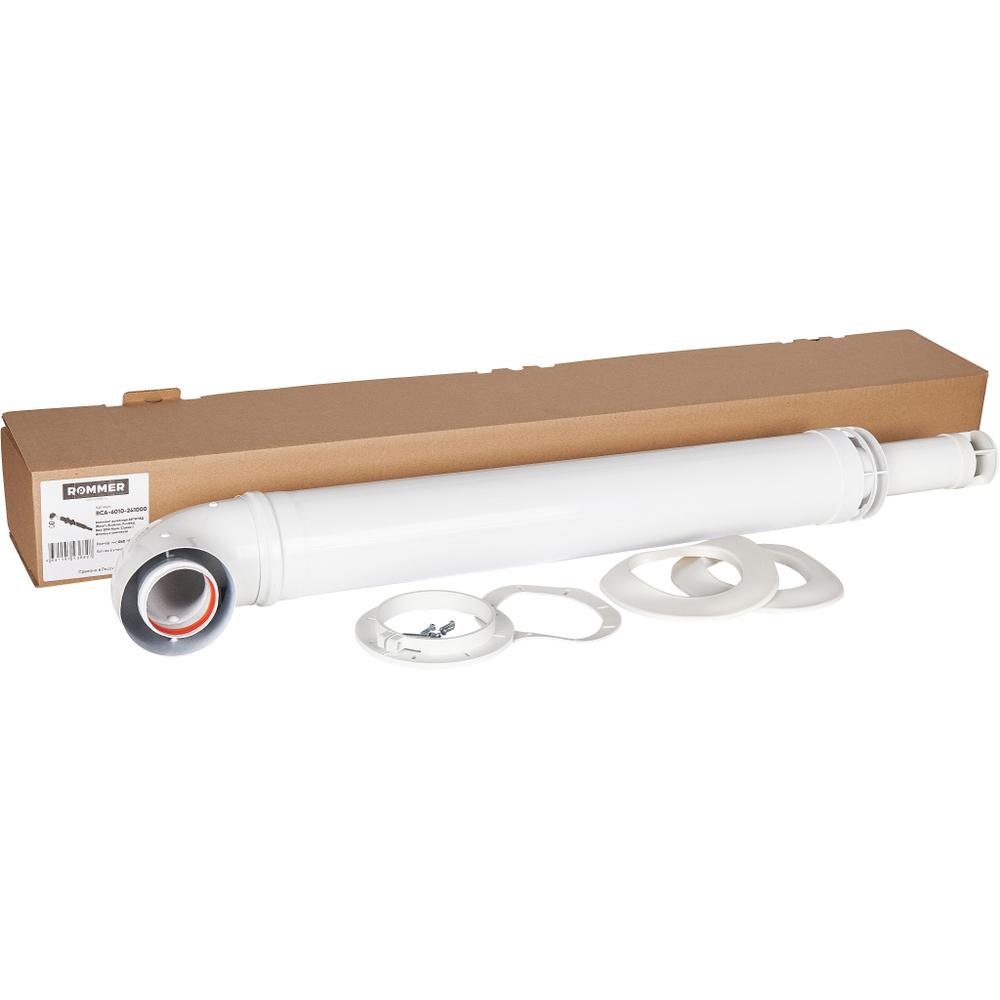 ROMMER Комплект дымохода АНТИЛЕД 60/100 - 1000мм (Bosch, Buderus, Navien S/C/E, Baxi ECO Nova/Classic, Baltur, Fondital) в комплекте фланец