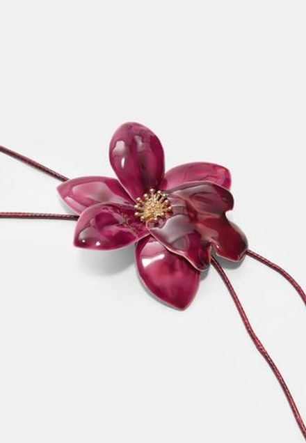 STRADIVARIUS Ожерелье из шнура с цветком орхидеи, цвет фуксии