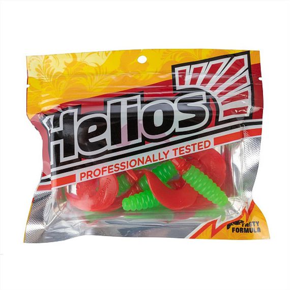 Твистер Credo 3,35&#39;/8,5 см Lime &amp; Red 7шт. (HS-11-021) Helios