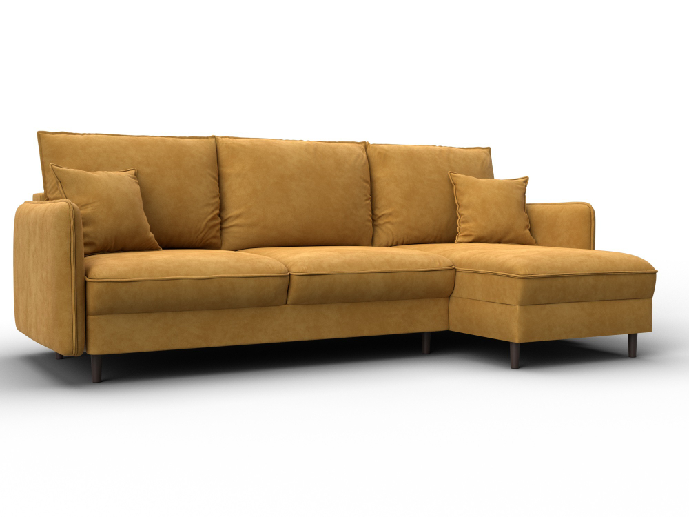 Диван угловой Лига-064 НПБ угол универсальный ВЕЛЮР BRUT 10 желтый