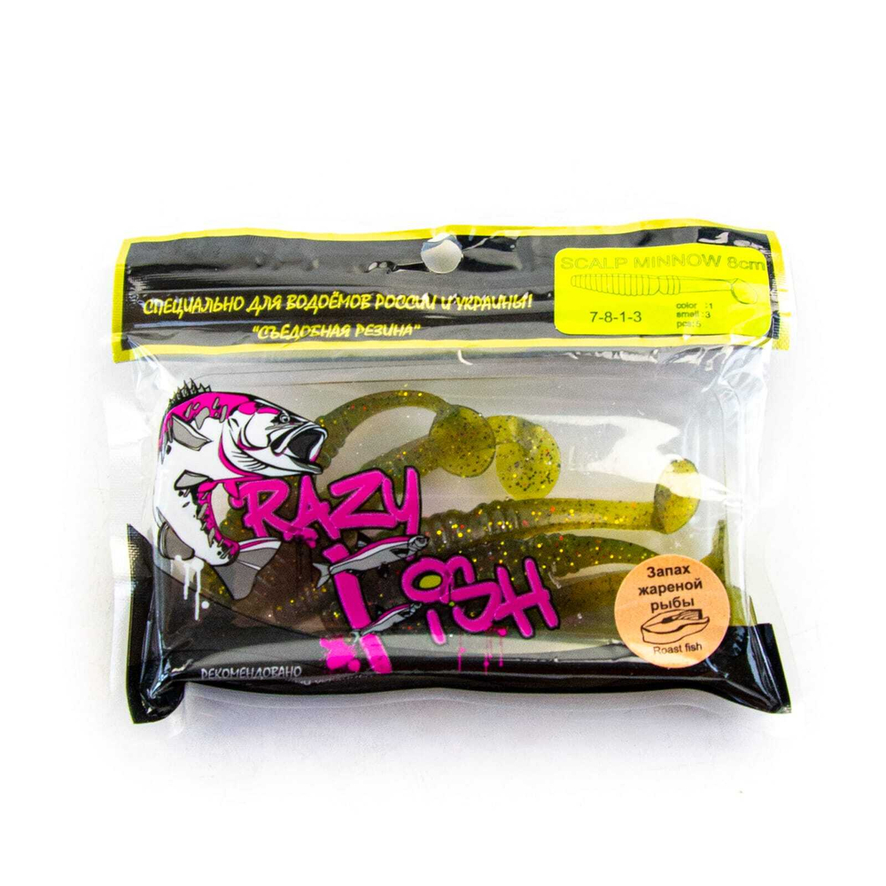 Силиконовая приманка Crazy Fish Scalp Minnow 3.2" (80мм, 3.4гр)