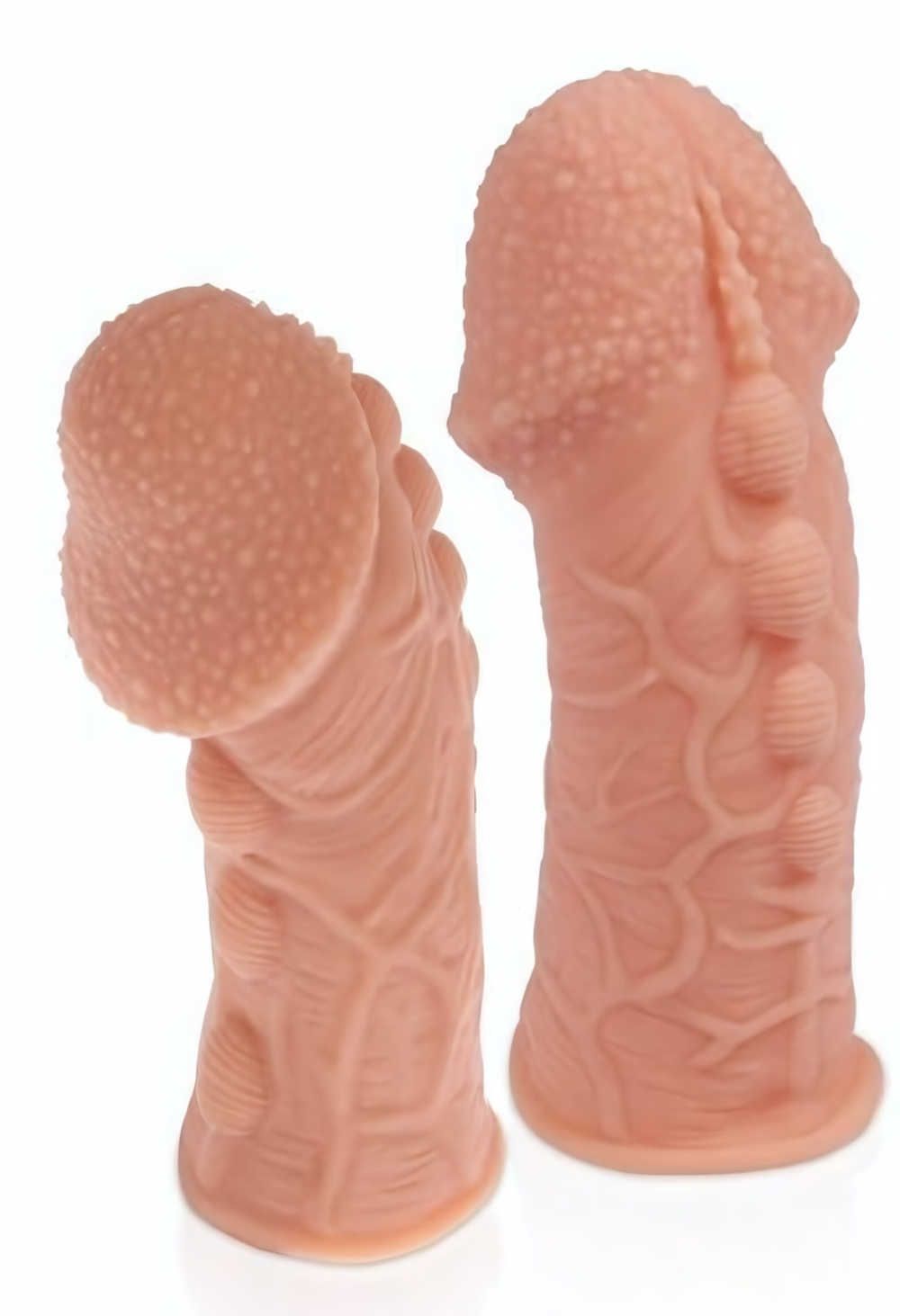 Насадка на фаллос с пузыриками, венками и ребристостью Extreme Sleeve 009 M-size - 14,7 см. (Цвет: телесный)