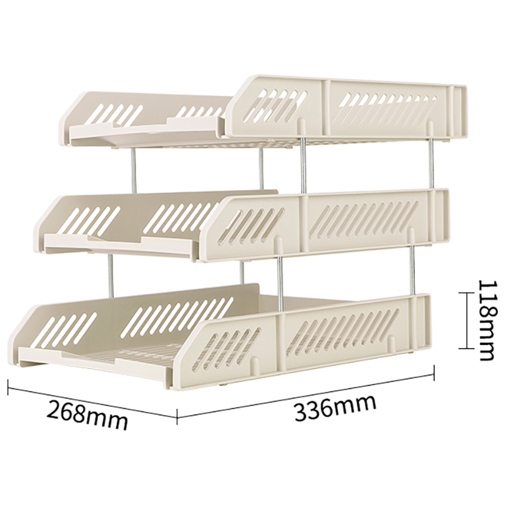 Лоток горизонтальный DELI, 3-х рядный,  пластик, серый