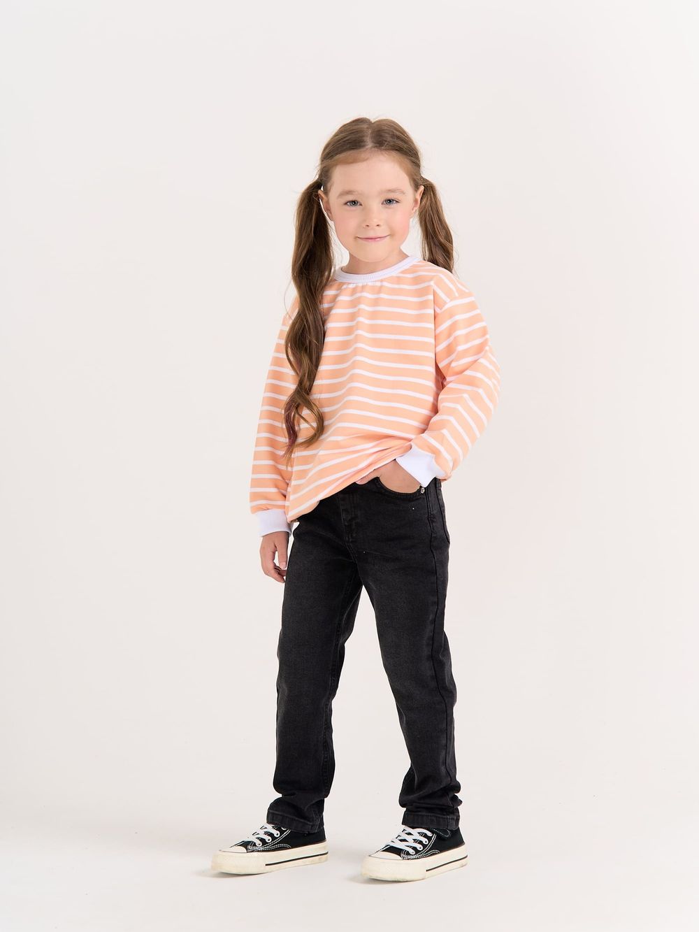 Свитшот облегченный "Полоска Персик"