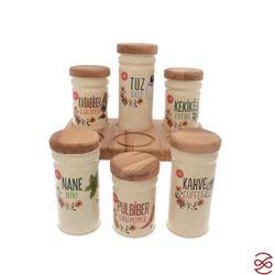 Набор контейнеров с крышками на подставке Yildiray Metal (6 шт) бежевый