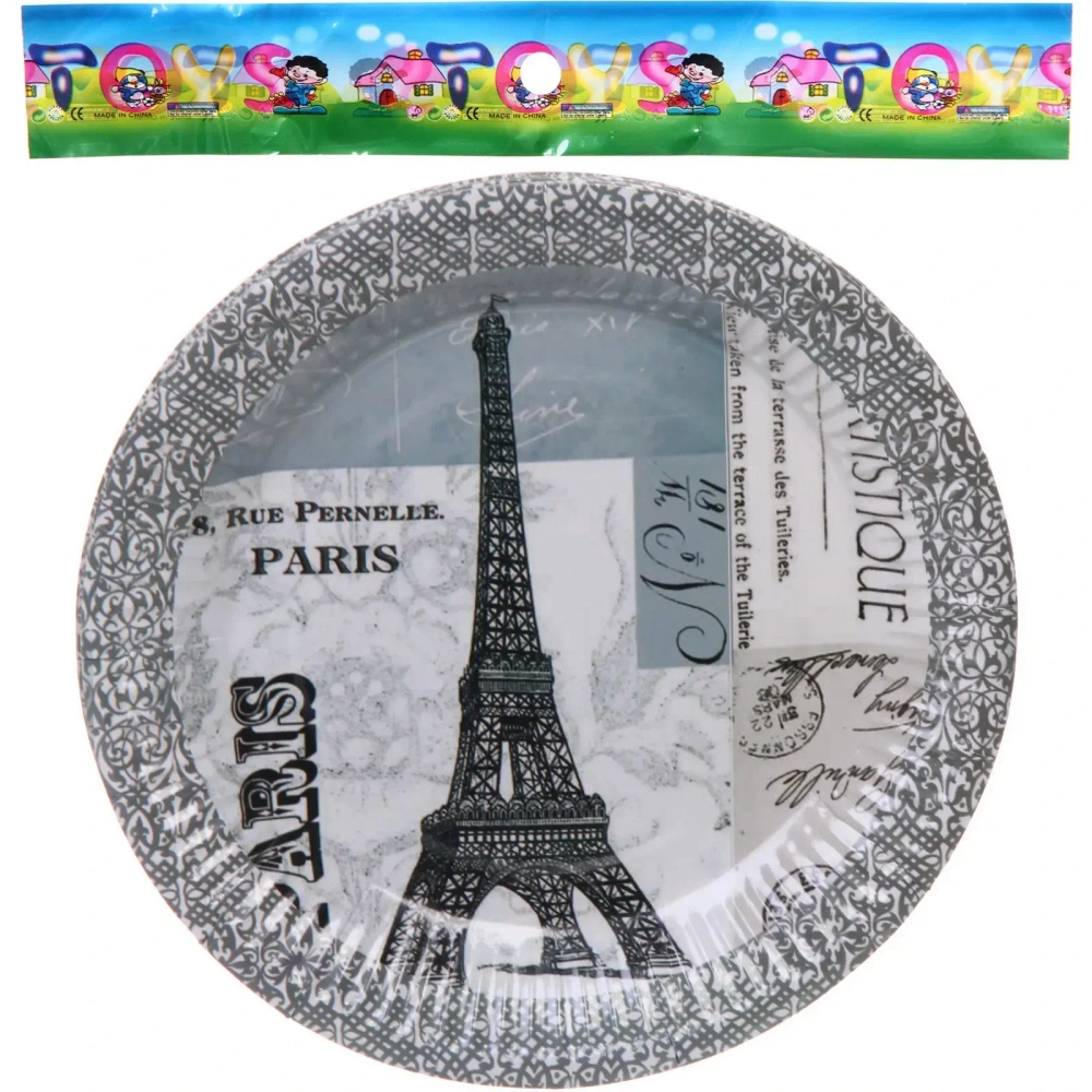 Тарелка бумажная 18 см в наборе 10 шт «Париж»