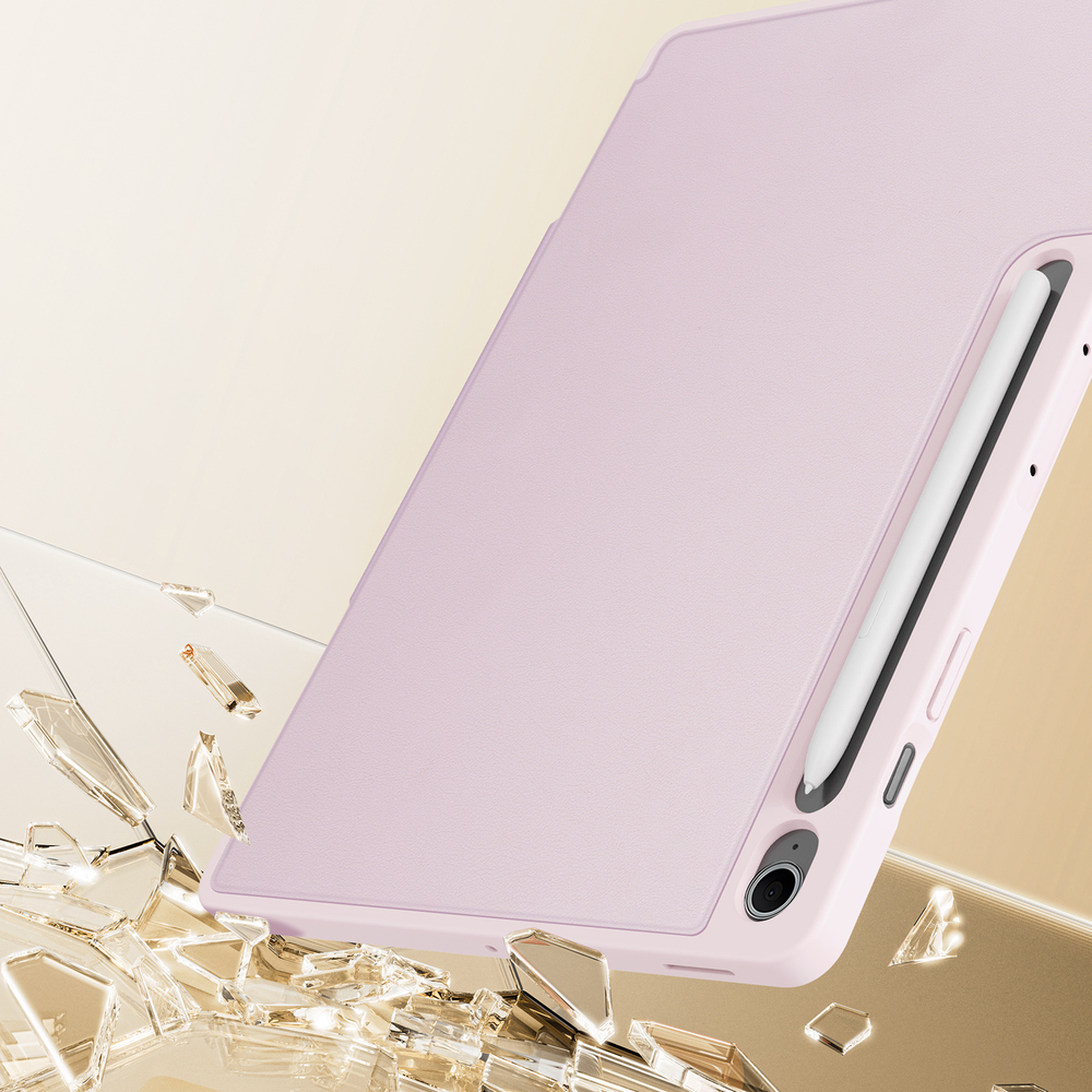 Складной чехол книжка розового цвета для Samsung Galaxy Tab S10 FE+, серия Vers Series от Dux Ducis, с магнитным держателем Pencil
