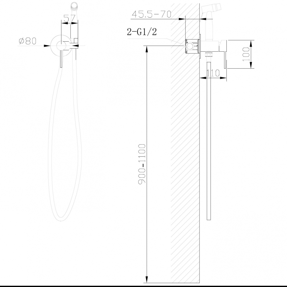 Смеситель ABBER Wasser Kreis AF8125B с гигиеническим душем, черный матовый