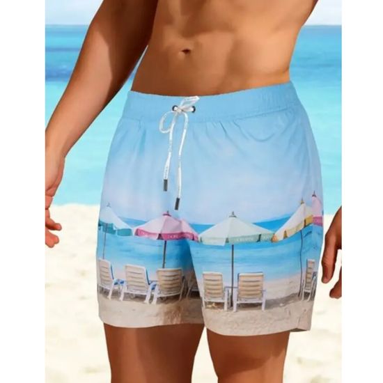 Мужские шорты для плавания голубые с принтом DOREANSE 3816