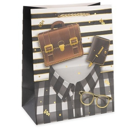 Пакет подарочный, Элегант, Дизайн №3, Металлик, 32*26*10 см, 1 шт.