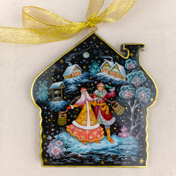 Сувенир Домик "Парочка" с росписью Палех в коробке