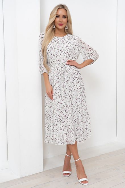 Платье Хелен (белый/принт) Р11-1075/9 Nikol