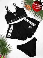купальник раздельный 3 в 1 с шортами спортивный Adidas
