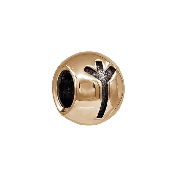 Шарм с руной Альгиз - бусина для браслета из бронзы, вид 1