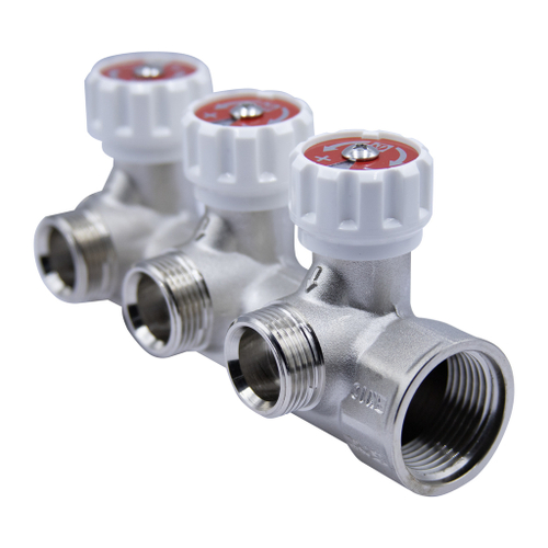 Коллектор 1''x3/4'' (евроконус) с регулировочными вентилями для подачи водоснабжения VALTEC (3 вых)