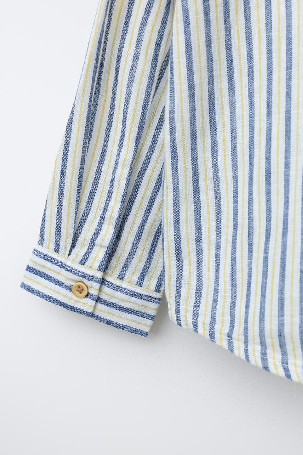 ZARA РУБАШКА В ПОЛОСКУ ИЗ ЛЬНА И ХЛОПКА, ПОЛОСКИ