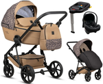 Детская коляска Tutis Viva 6 Plus Wild Elegance 4 в 1 с автокреслом Elo Lux EduSky Black и базой Savannah Brown